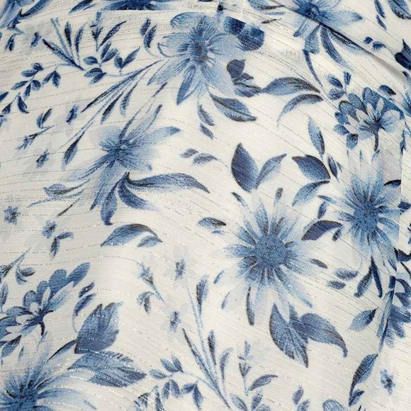 Lulus Stunning Shine White Floral Print Halter Blue white Mini Dress size small - Picture 13 of 14